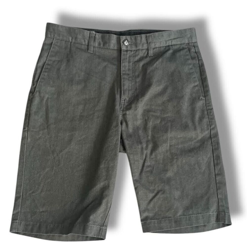 Volcom Shorts Mens Size 31 Gray Chino Flat Front True To This Walking Casual - Picture 1 of 15